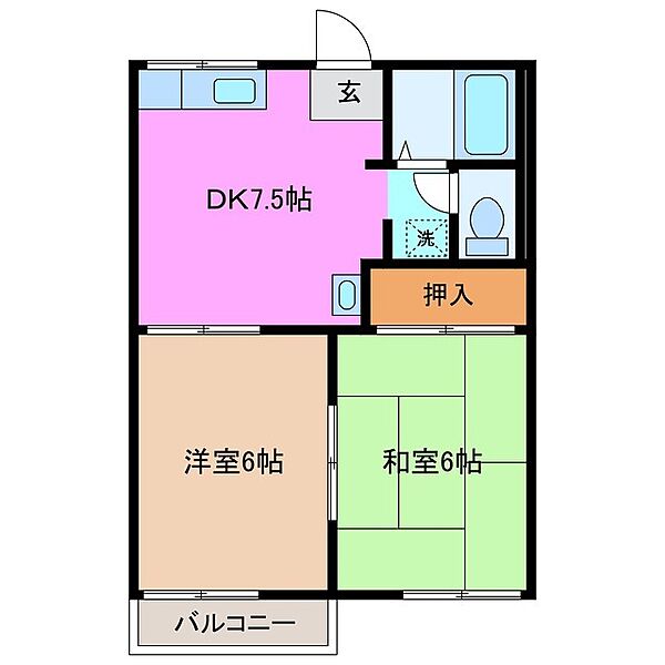 タウニーグリーンフィールド 203｜三重県三重郡川越町大字豊田(賃貸アパート2DK・2階・39.60㎡)の写真 その2