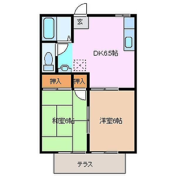 リックスハイツ101 5｜三重県四日市市下之宮町(賃貸マンション2DK・1階・40.13㎡)の写真 その2