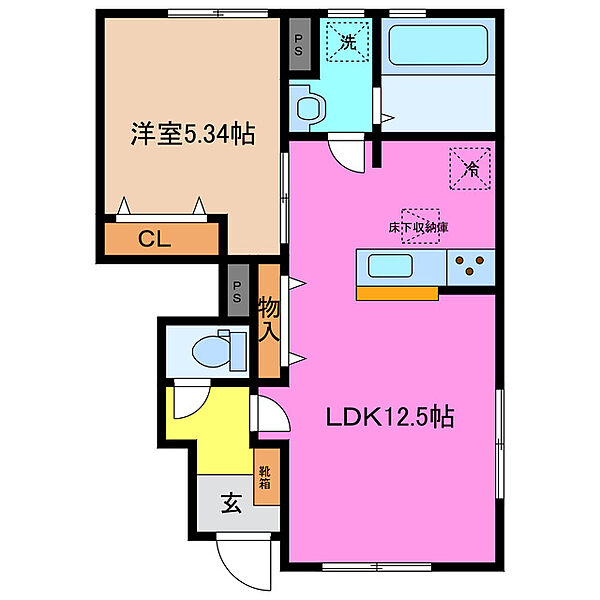 リーブルファイン亀須新田 103｜三重県三重郡川越町大字亀須新田(賃貸アパート1LDK・1階・42.04㎡)の写真 その2