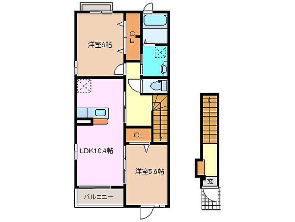 アンソレイユ 201｜三重県四日市市生桑町(賃貸アパート2LDK・2階・56.47㎡)の写真 その2