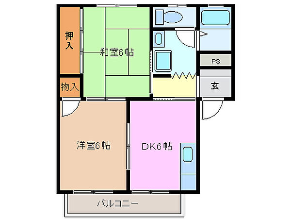 フラワーハイツ 205｜三重県三重郡朝日町大字縄生(賃貸アパート2DK・2階・43.00㎡)の写真 その2