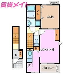 ブリアン　II 2階1LDKの間取り
