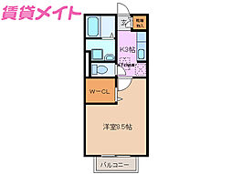 アリビオ里中 1階1Kの間取り