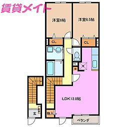 ブリッサ　I 2階2LDKの間取り