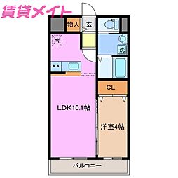 K'smansion 1LDKの間取図画像