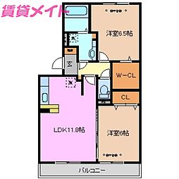 フィオーレジャンダルム 2LDKの間取図画像
