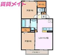 サンパティークM 2LDKの間取図画像