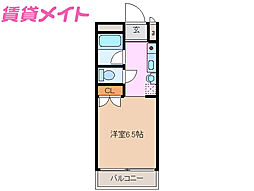 サンライフ高浜 1Kの間取図画像