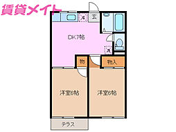 マリオ豊田C 2DKの間取図画像
