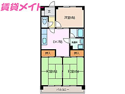 北柿桜マンション 3DKの間取図画像