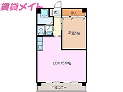 アミティエ四日市 1LDKの間取図画像
