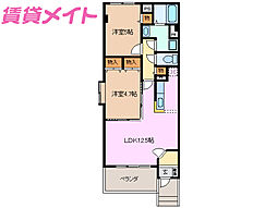サニーパレスK 2LDKの間取図画像