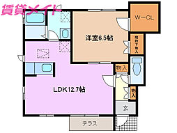 ブルースカイ2 1LDKの間取図画像