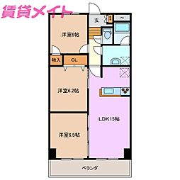 プロミネント四日市 3LDKの間取図画像
