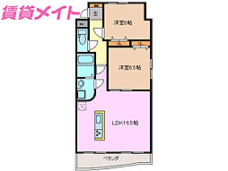 グランドヒルズ 2LDKの間取図画像