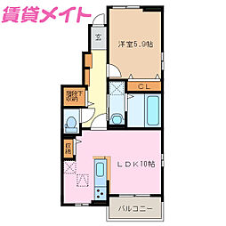 ウッドパーク2B 1LDKの間取図画像
