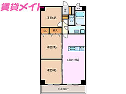プロミネント四日市 3LDKの間取図画像