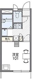 レオパレスＢａｙ 2階1Kの間取り