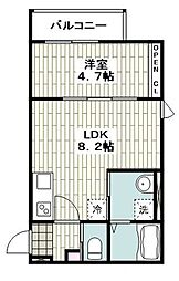 GRADUS平塚 1階1LDKの間取り