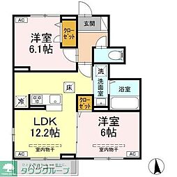 オリエンタルドエル　II 1階2LDKの間取り