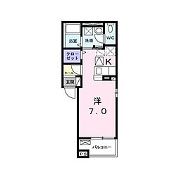 ミニオン　パーク　リア 1階1Kの間取り