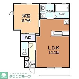 シャーメゾンB 1階1LDKの間取り