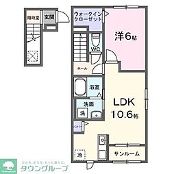 ファンシー・ココ 2階1LDKの間取り
