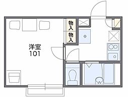 レオパレス中里 2階1Kの間取り