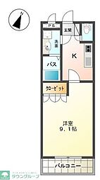 ベルローズ 1Kの間取図画像