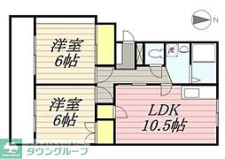 カーサあけぼの 2LDKの間取図画像