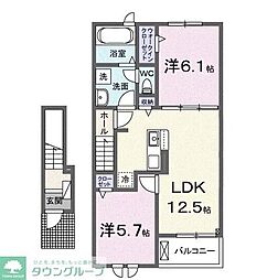 カフア テラス 2LDKの間取図画像