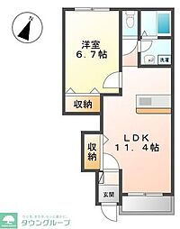 サンモール湘南 1LDKの間取図画像