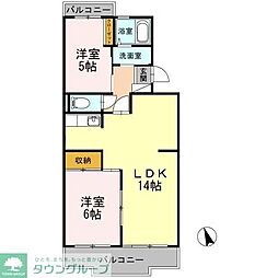 ハビテーションWADA 2LDKの間取図画像