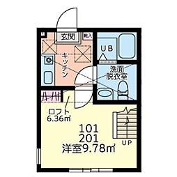 デンプシーヒル 1Kの間取図画像