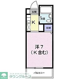 池田ハイツB ワンルームの間取図画像