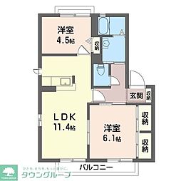 エトワールA 2LDKの間取図画像