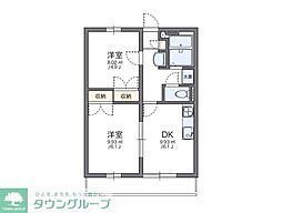 レオパレスミルトングリーン 2DKの間取図画像