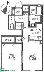 レインツリービレッジ 2DKの間取図画像