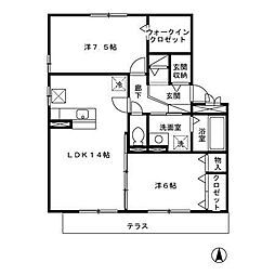 アエル湘南 2LDKの間取図画像