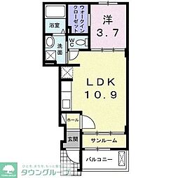 オリビエールB 1LDKの間取図画像
