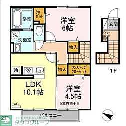 セジュール和田2 2LDKの間取図画像