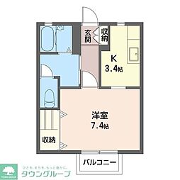 ラ・ドゥース・中原 1Kの間取図画像