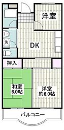 若尾山ハイツ 3DKの間取図画像