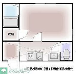 プラーズ愛甲A 1Kの間取図画像