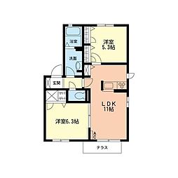 エルマール大磯1 2LDKの間取図画像