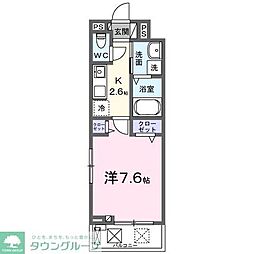ココ・ビーナB 1Kの間取図画像