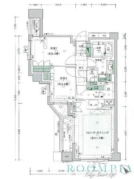 ザ・パークハウス上目黒ピアース 506｜東京都目黒区上目黒３丁目(賃貸マンション2LDK・5階・58.63㎡)の写真 その2