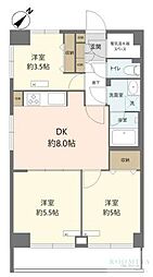 用賀マンション 4階3DKの間取り