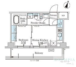 パークアクシス馬込レジデンス 1階1DKの間取り
