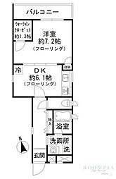ヴィラあざみ 202 2階1DKの間取り